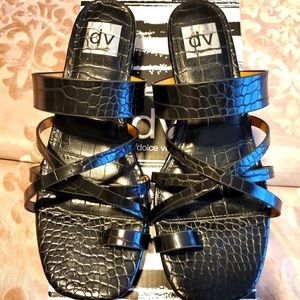 DOLCE VITA WENDEL CROC EMBOSSED BLACK SANDAL